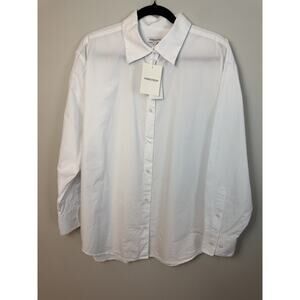 Nordstrom White Button Down Shirt White Womens Sz L NWT $99 MSRP
